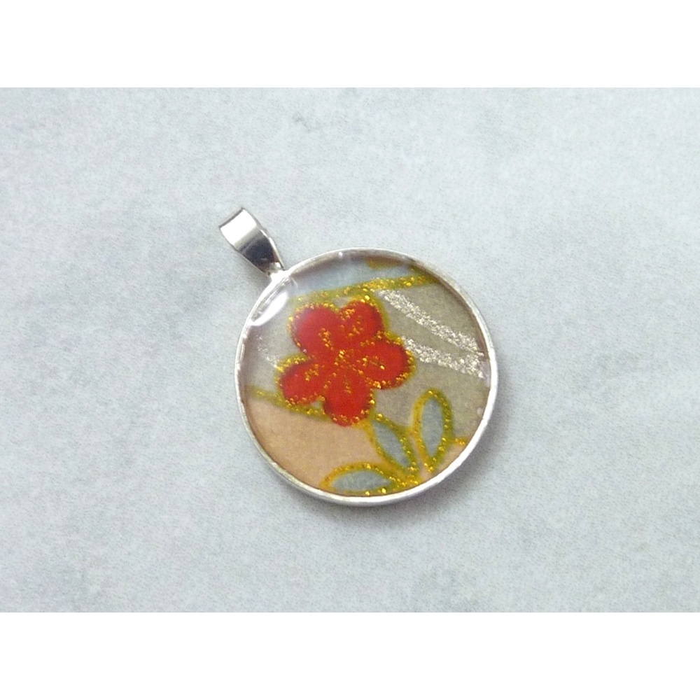 Floral Japanese Pendant 925 Sterling Silver